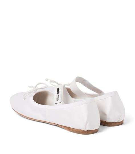 miu miu white satin ballet flats|midi miu flat sandals.